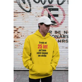 Pánská mikina Pánská mikina Trvalo mi 25 let Barva: Žlutá, Velikost: 2XL