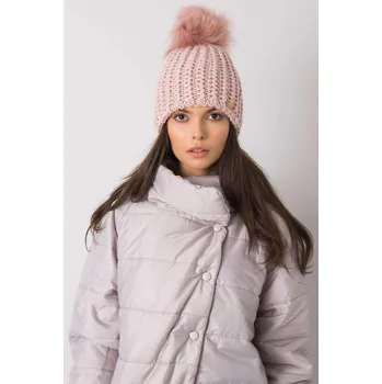 Čepice Dámská čepice s kožešinkovou bambulí model 3317 pudrově růžová