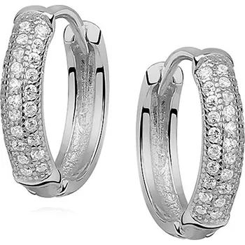 Náušnice Stříbrné drobné náušnice kruhy zdobené zirkony - Meucci SLE176