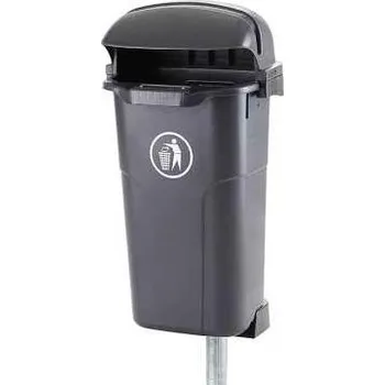 Venkovní odpadkový koš Plastový venkovní koš na odpadky, objem 50 l, černý