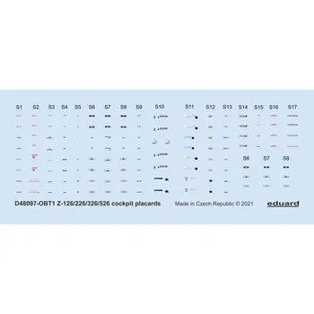 Plastikový model Eduard 1/48 Z-126/226/326/526 cockpit placards (EDUARD)