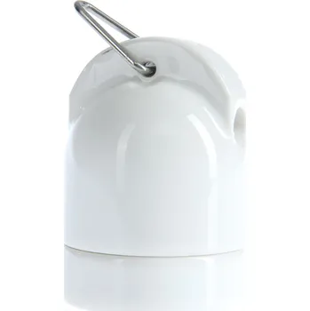 Objímka na žárovku Objímka E27 porcelánová glazovaná Bílá Velká, Girlanda