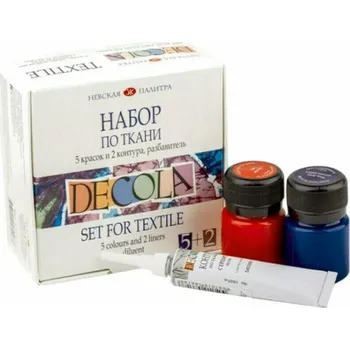 Speciální výtvarná barva Nevskaya Palitra Barvy na textil Decola 5 x 20 ml + kontury Decola 2x 18 ml