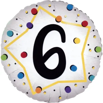Balónek Fóliový balonek č. 6, kulatý, bílý