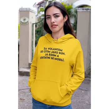 Dámská mikina Dámská mikina Řídím jako bůh Barva: Žlutá, Velikost: L