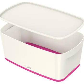 Úložný box Organizační box MyBox - s víkem S / bílo - růžová