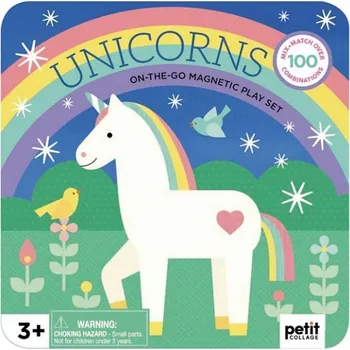 Magnetická kreslící tabulka Petit Collage Magnetická hrací sada - jednorožci