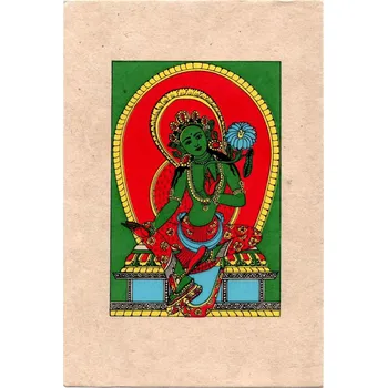 Přání z ručního papíru - Green Tara