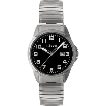 Hodinky LAVVU Pružné přehledné hodinky LAVVU STOCKHOLM Big Black LWM0022 s natahovacím páskem (POŠTOVNÉ ZDARMA!!)