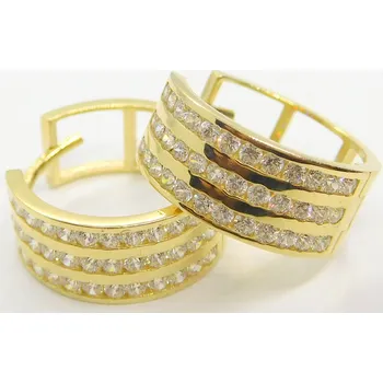 Náušnice Klenoty Budín Dámské zlaté kruhy se zirkony (celozlaté 3řady) 585/2,91gr HK2023 (Klenoty Budín Dámské zlaté kruhy se zirkony (celozlaté 3řady) 585/2,91gr HK2023)