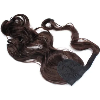 Příčesek Clip culík / cop ze 100% japonského kanekalonu 60cm vlnitý - tmavě hnědý