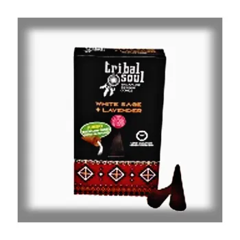 Vonná tyčinka TRIBAL - Vonné kužely "Tekoucí dým" - 10 ks Bílá šalvěj a Levandule