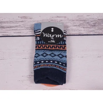 Dámské ponožky CNB BERLIN Termo ponožky DE 37755 teplé s vlnou modrooranžové vzorované velikosti ponožek: 23-25 (EUR vel. 35-38)