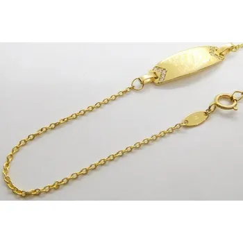 Náramek Klenoty Budín Dámský zlatý náramek se zirkony destička ke gravírování 585/1,65gr 19+3cm 1440734 (Klenoty Budín Dámský zlatý náramek se zirkony destička ke gravírování 585/1,65gr 19+3cm 1440734)