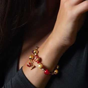 Náramek Lampglas Náramek My Roots s 24karátovým zlatem v perlách Lampglas