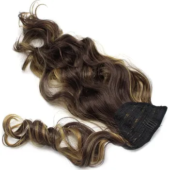 Příčesek Clip culík / cop ze 100% japonského kanekalonu 60cm vlnitý - tmavý melír