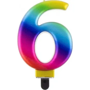 Dortová svíčka Svíčka na dort č. 6, duhová