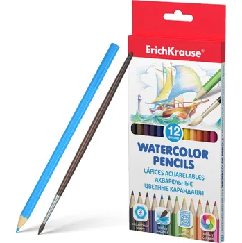 Kresba Erich Krause Akvarelové pastelky se štětcem, 12 barev