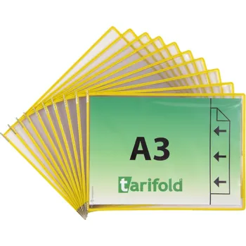 Závěsný rámeček s kapsou Tarifold, A3, otevřený bokem vertikální, žlutý, 10 ks