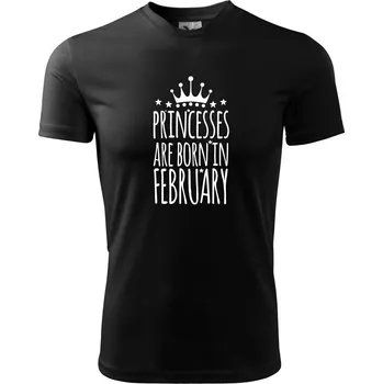 Chlapecké tričko Princesses are born in February - Dětské triko sportovní (dresovina) - 146 cm/10 let ( Černá )