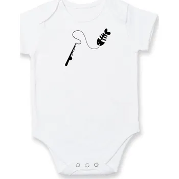 Rybaření - Prut - Body kojenecké s krátkým rukávem - Krátký r. do 3 měs ( Bílá )