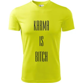 Karma nápis velký - Dětské triko sportovní (dresovina) - 158 cm/12 let ( Neonově žlutá )