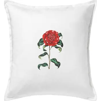 Polštář Červená kamélie - Polštář 50x50 - 50x50 - Včetně výplně ( Bílá )