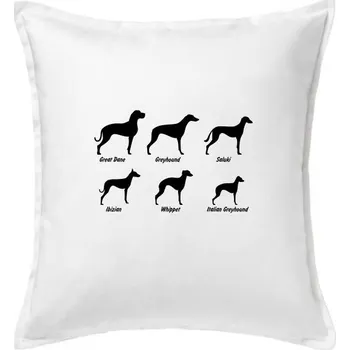 Polštář Chrt rasy - Polštář 50x50 - 50x50 - Včetně výplně ( Bílá )