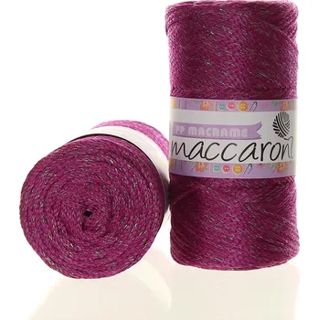 Příze Maccaroni PP Macrame s lurexem fuchsiová 1544