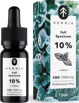 CBD Hemnia Full spectrum CBD Kokosový olej 10% 1000 mg s příchutí máty 10 ml