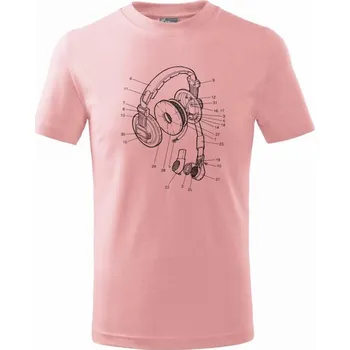 Nákres sluchátko pro pilota - Tričko dětské bavlněné - 134 cm/8 let ( Růžová )