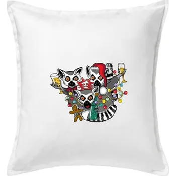 Polštář Vánoční Lemurové (Pecka design) - Polštář 50x50 - 50x50 - Pouze potah ( Bílá )