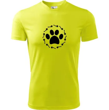 Chlapecké tričko Tlapka míč kost pes - Dětské triko sportovní (dresovina) - 134 cm/8 let ( Neonově žlutá )