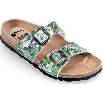 Dámské pantofle Obuv zdravotní FORcare 203041 zelená potisk graffiti Velikost: 41