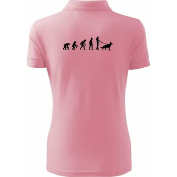 Evoluce pes Německý ovčák (muž-žena) - Polokošile dámská Pique Polo - M ( Růžová )