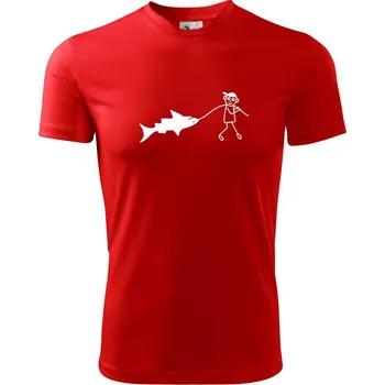 Velký rybář - Dětské triko sportovní (dresovina) - 146 cm/10 let ( Červená )