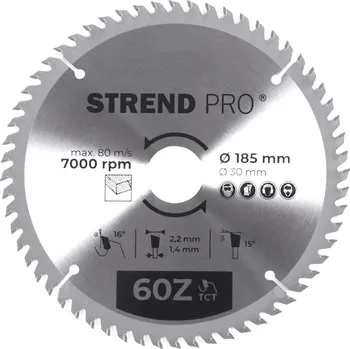 Pilový kotouč STREND PRO 2232026 Kotouč pilový, na dřevo, 185mm, 60 zubů, 30/20mm, 2,2mm, TCT