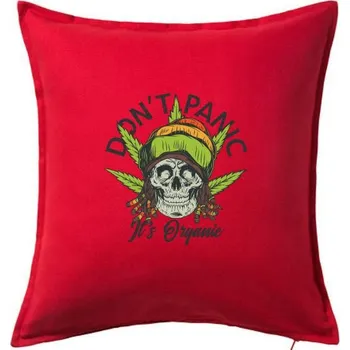 Polštář Don't panic it's organic - Polštář 50x50 - 50x50 - Včetně výplně ( Červená )