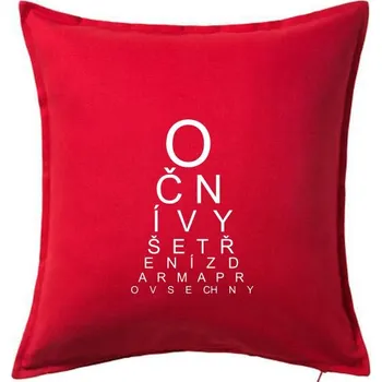 Polštář Oční vyšetření zdarma - Polštář 50x50 - 50x50 - Včetně výplně ( Červená )