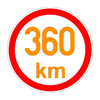 samolepka Maximální rychlost 360km - nejvyšší konstrukční rychlost (06 - oranžová) SAMOLEPKA NA AUTO, NÁLEPKA, FÓLIE, POLEP, TUNING, VLASTNÍ TEXT, TISK, AUTOSAMOLEPKY.cz, POLEPY, OBRÁZEK, LOGO, 3D STICKERS