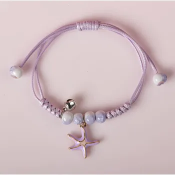 Náramek B-TOP Letní pletený náramek s přívěskem - fialový Typ: Typ 2