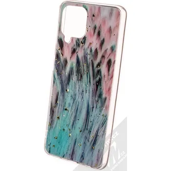 Pouzdro na mobilní telefon 1Mcz Gold Glam Páv TPU ochranný kryt pro Samsung Galaxy A22, Galaxy M22, Galaxy M32 růžová mátově zelená (pink mint green)
