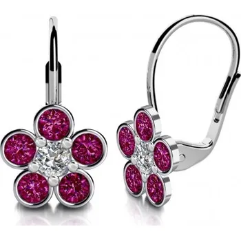 Náušnice Couple, Drobné květinové náušnice Briony II, bílé zlato s&nbsp;barevnými zirkony, 585-68-3-0331.1B00.0.00.204.07
