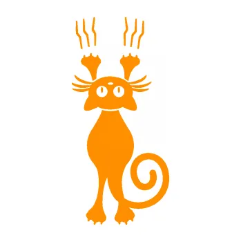 Samolepící dekorace Kočka 023 pravá s drápanci (06 - oranžová) SAMOLEPKA NA AUTO, NÁLEPKA, FÓLIE, POLEP, TUNING, VLASTNÍ TEXT, TISK, AUTOSAMOLEPKY.cz, POLEPY, OBRÁZEK, LOGO, 3D STICKERS