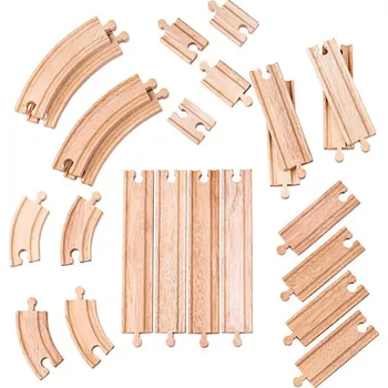 Vláček a vláčkodráha Bigjigs Rail Dřevěné koleje set 24 dílů