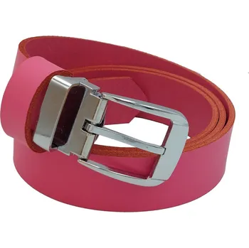 Opasek opaskujse Dámský kožený opasek, růžová kůže, lesklá spona, pochromovaná Délka opasku: 95 cm