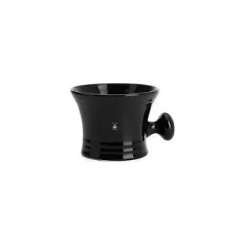 Porcelánový hrnek na holení s držátkem - černý
