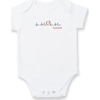 Kojenecké oblečení Moje srdce bije pro floorball - Body kojenecké s krátkým rukávem - Krátký r. 12-18 měs ( Bílá )