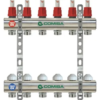 rozdělovač topení TOPtherm Rozdělovač podlahového vytápění 2-cestný se sběračem 1", s průtokoměry a ventily TOP553-2