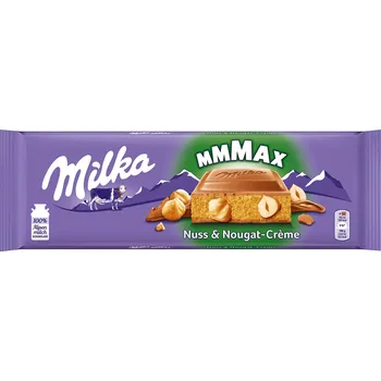 MILKA MLÉČNÁ ČOKOLÁDA XXL OŘÍŠKY-NUGÁT 270g NĚMECKO!